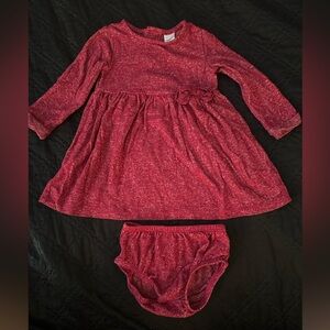 Carter’s Girls Red Long Sleeve Knit Dress and Bloomer Set 9m